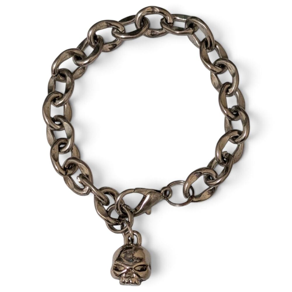 HARLEY DAVIDSON MOTORCYCLES Willie G Skull Charm Bracelet Stainless Steel Chain